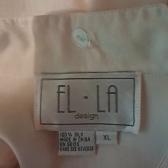 El La Design Cream Convertible Long Sleeved 100% Silk Blouse Size XL - Picture 5 of 8